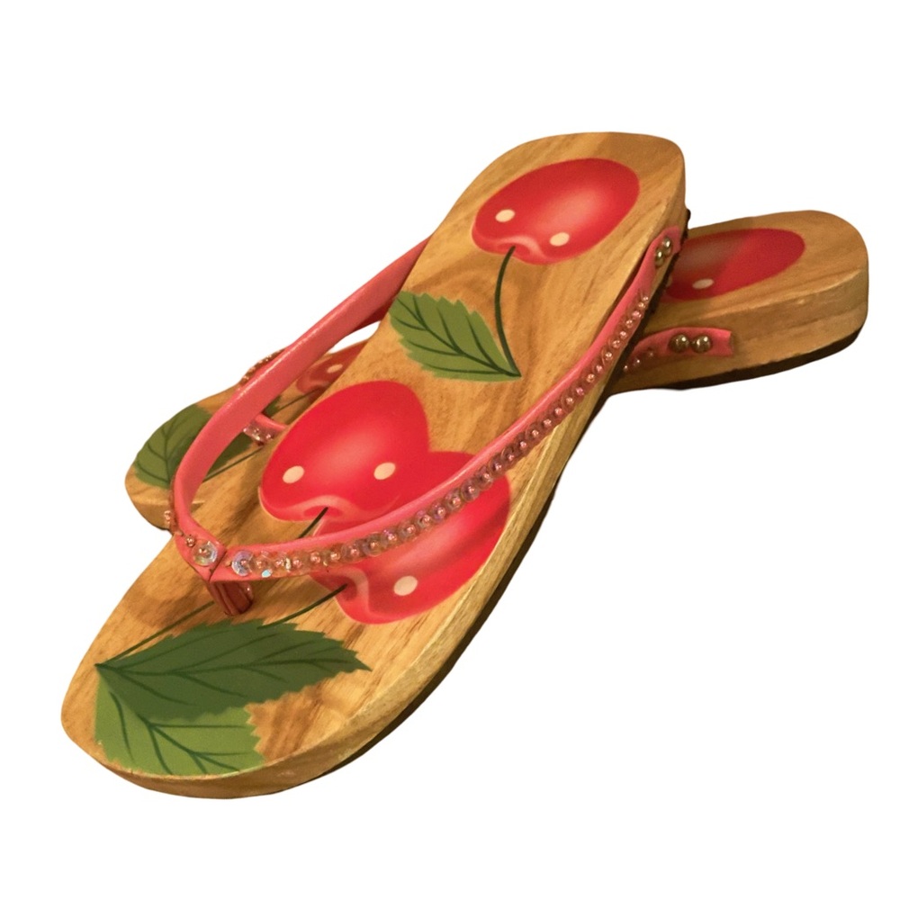 Cherry Print Women's Sandals - Picture 2 of 2